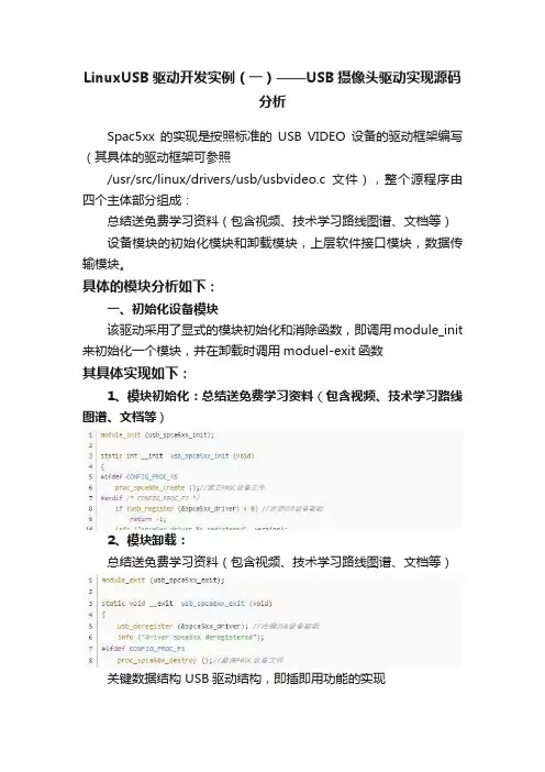 LinuxUSB驱动开发实例（一）——USB摄像头驱动实现源码分析