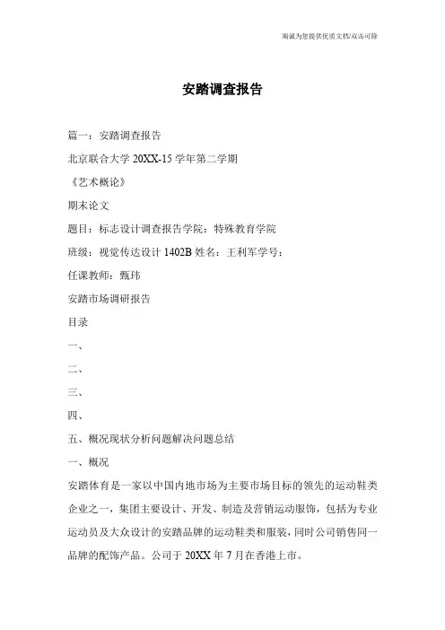 安踏调查报告