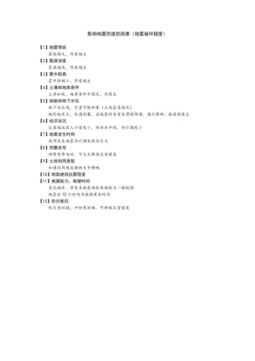 影响地震烈度的因素(详、全)