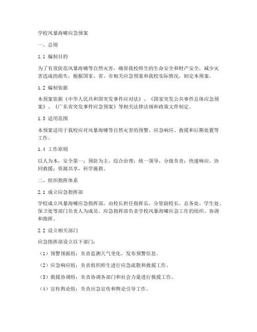 学校风暴海啸应急预案