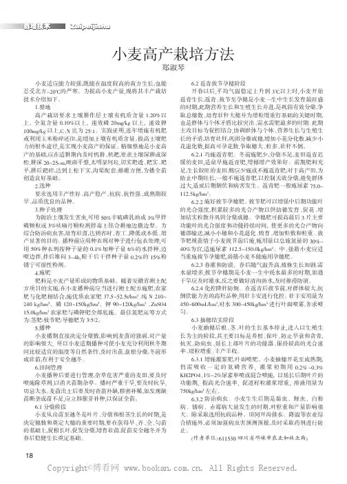小麦高产栽培方法