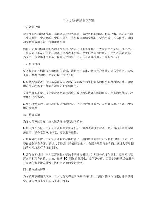 三大运营商联合整改方案