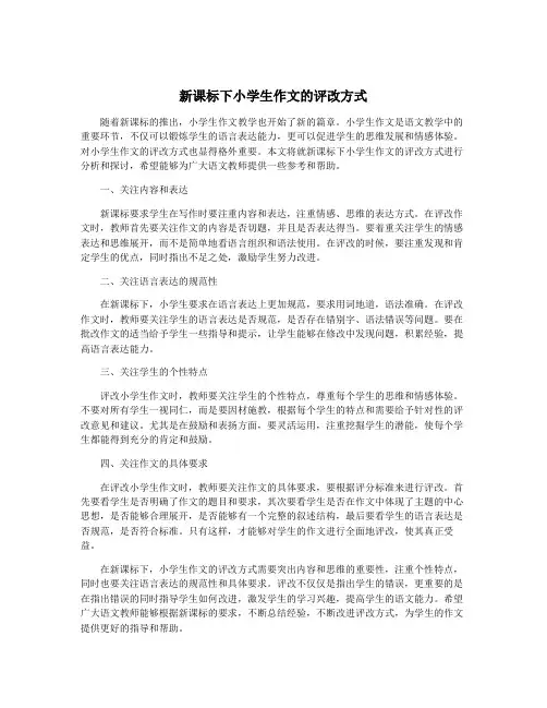 新课标下小学生作文的评改方式