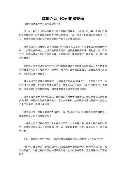 房地产项目公司组织架构