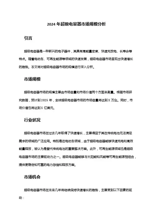 2024年超级电容器市场规模分析
