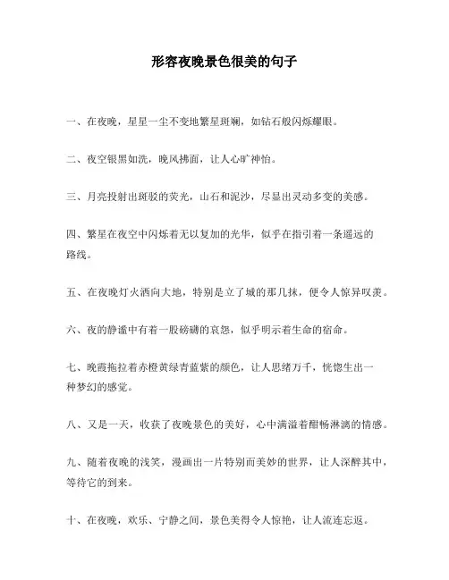 形容夜晚景色很美的句子