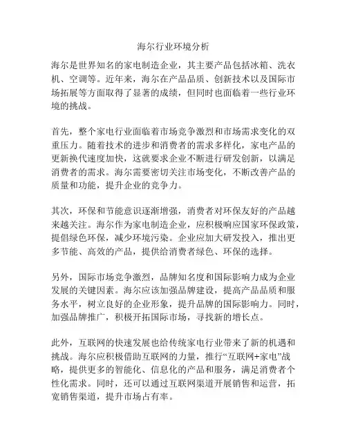海尔行业环境分析