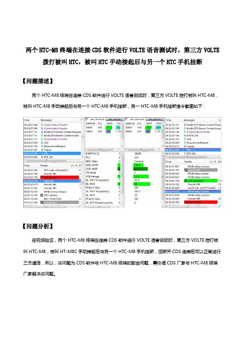 两个HTC-M8终端在连接CDS软件进行VOLTE语音测试