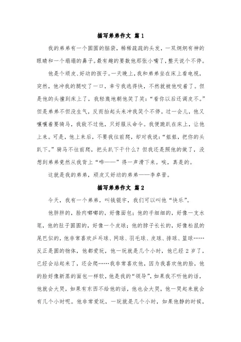 用语言动作描写弟弟一个小片段作文