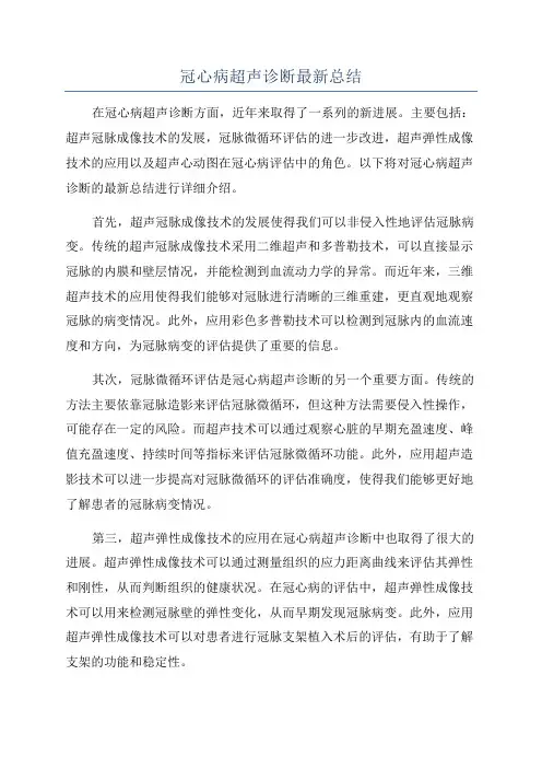 冠心病超声诊断最新总结