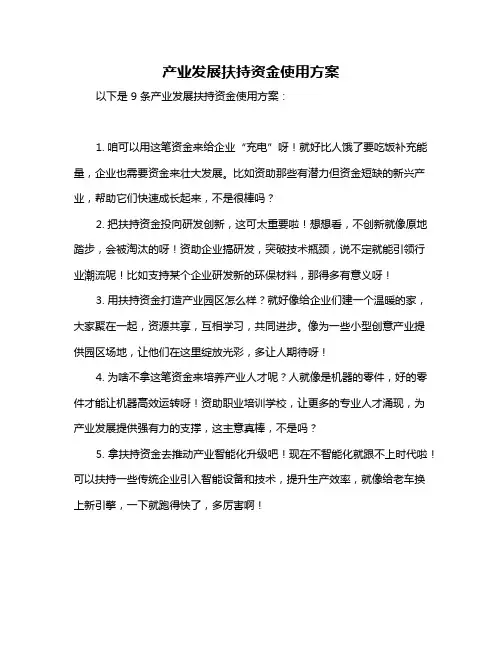 产业发展扶持资金使用方案