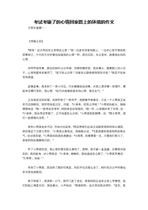考试考砸了的心情回家路上的环境的作文