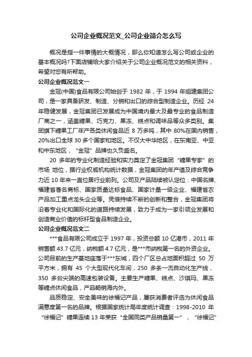 公司企业概况范文_公司企业简介怎么写