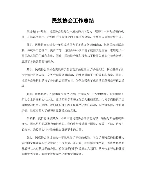 民族协会工作总结