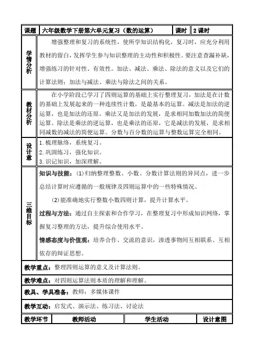 人教版六年级数学下《6整理和复习 数与代数 数的运算》优质课课件_0
