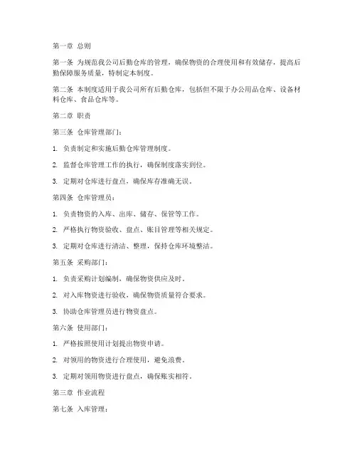 国企后勤仓库管理制度