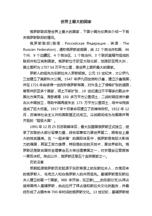 世界上最大的国家