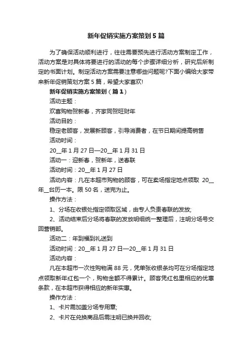 新年促销实施方案策划5篇
