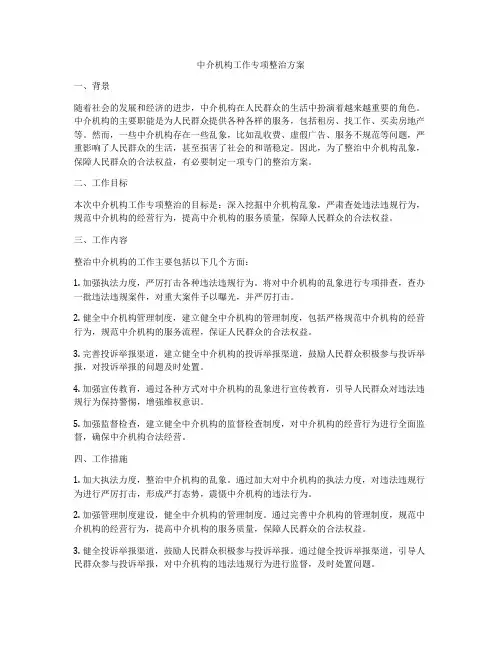 中介机构工作专项整治方案
