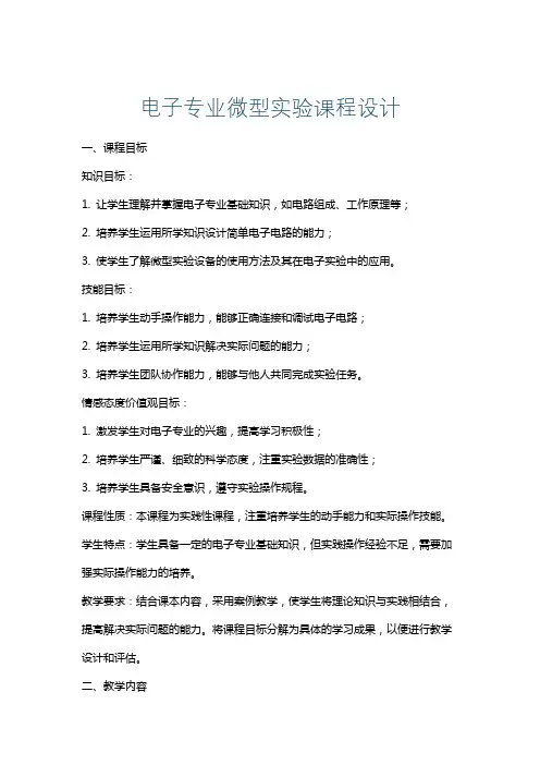 电子专业微型实验课程设计