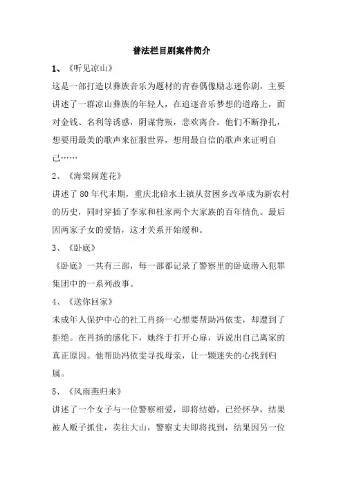 普法栏目剧案件简介300字