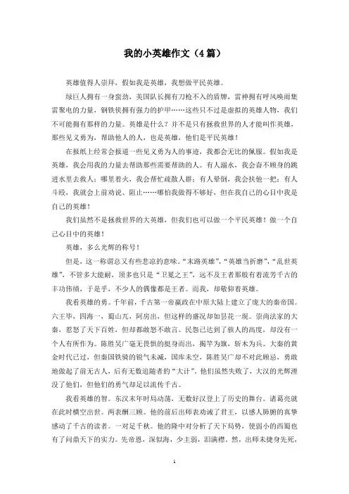 我的小英雄作文(4篇)