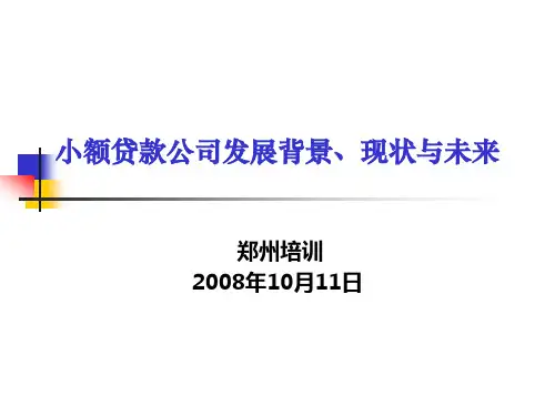 (上)小额贷款公司发展背景、现状与未来