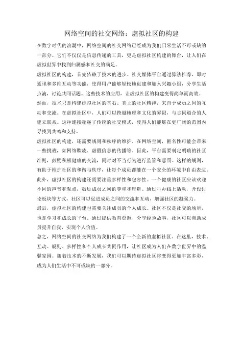 网络空间的社交网络：虚拟社区的构建