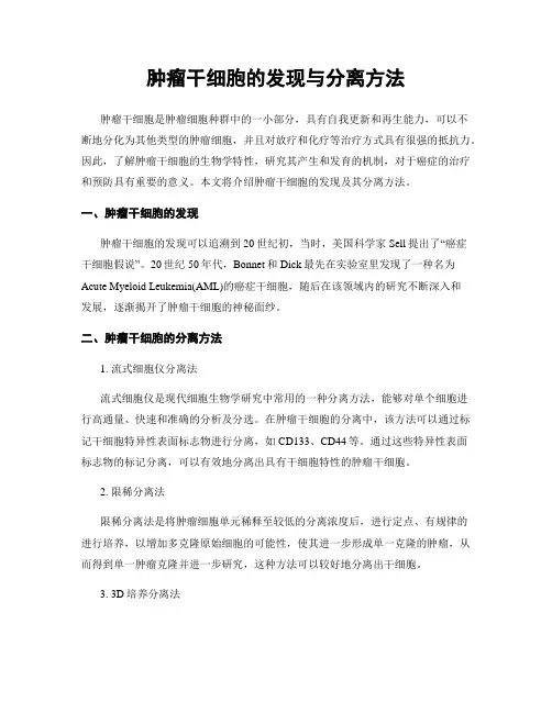 肿瘤干细胞的发现与分离方法