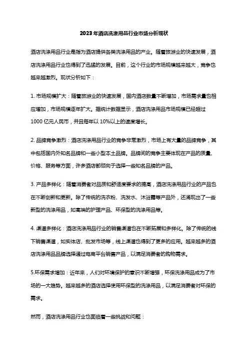 2023年酒店洗涤用品行业市场分析现状