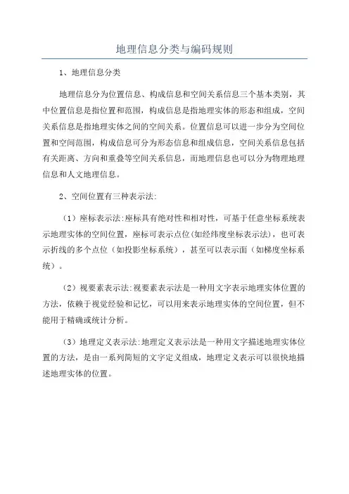 地理信息分类与编码规则