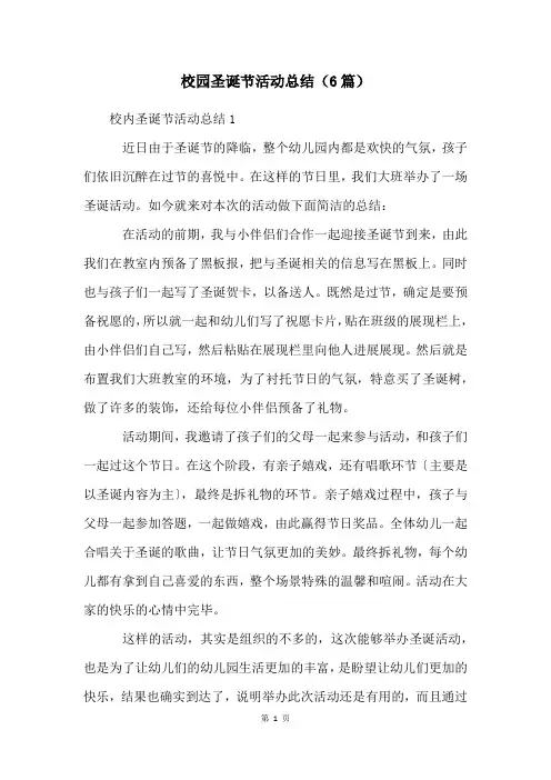 校园圣诞节活动总结(6篇)