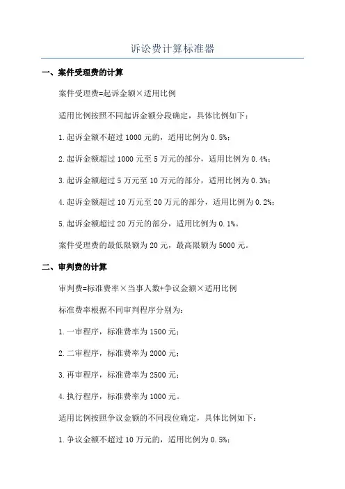 诉讼费计算标准器