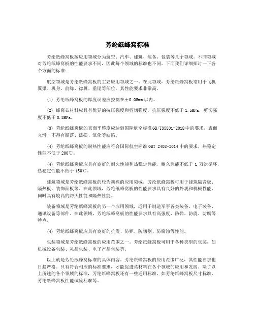 芳纶纸蜂窝标准