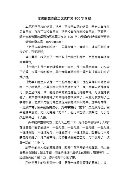 坚强的意志高二优秀作文800字5篇