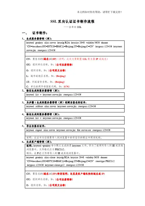 SSL双向认证证书制作过程流程
