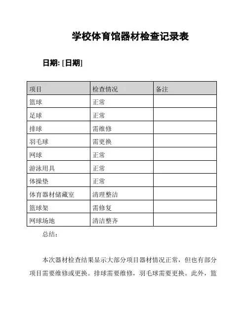 学校体育馆器材检查记录表