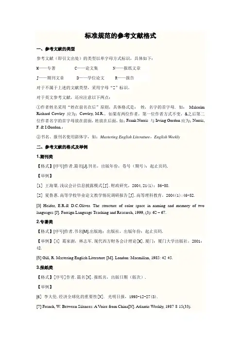 标准规范的参考文献格式