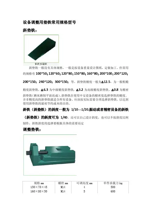 2016新编设备调整用垫铁常用规格型号