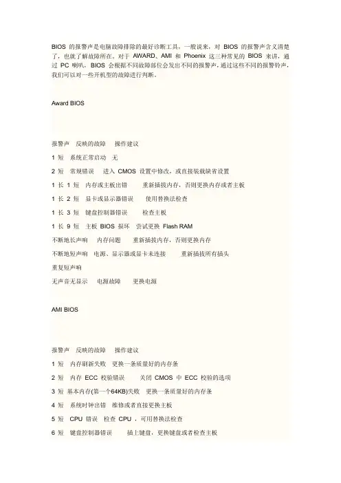 电脑主板的警报声都代表什么