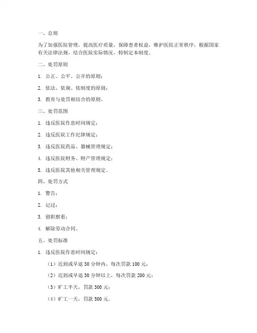 医院劳动纪律处罚管理制度