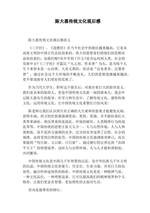陈大惠传统文化观后感