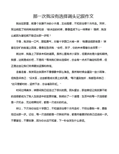 那一次我没有选择调头记叙作文