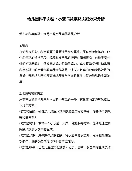 幼儿园科学实验：水蒸气教案及实践效果分析