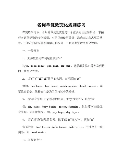 名词单复数变化规则练习