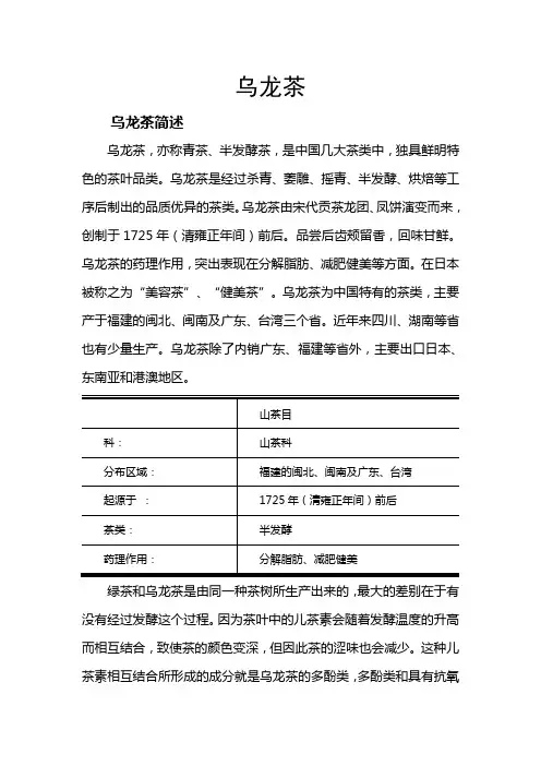 乌龙茶(青茶)知识大全