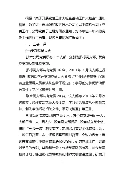 党建自查报告