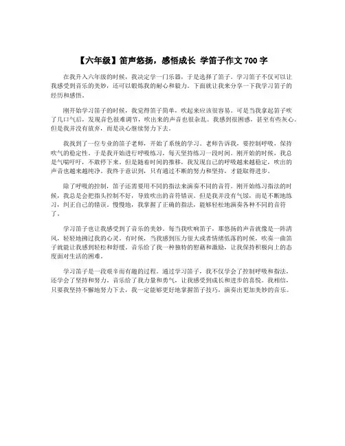 【六年级】笛声悠扬,感悟成长 学笛子作文700字