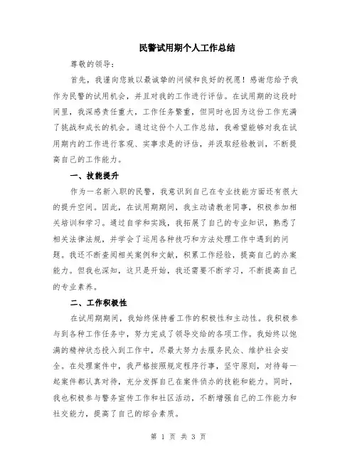 民警试用期个人工作总结