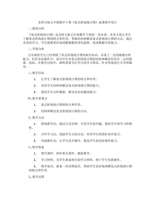 北师大版五年级数学下册《复式折线统计图》备课教学设计